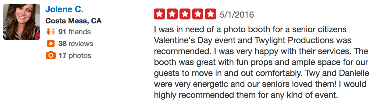 Jolene TLP Review of Photo booth