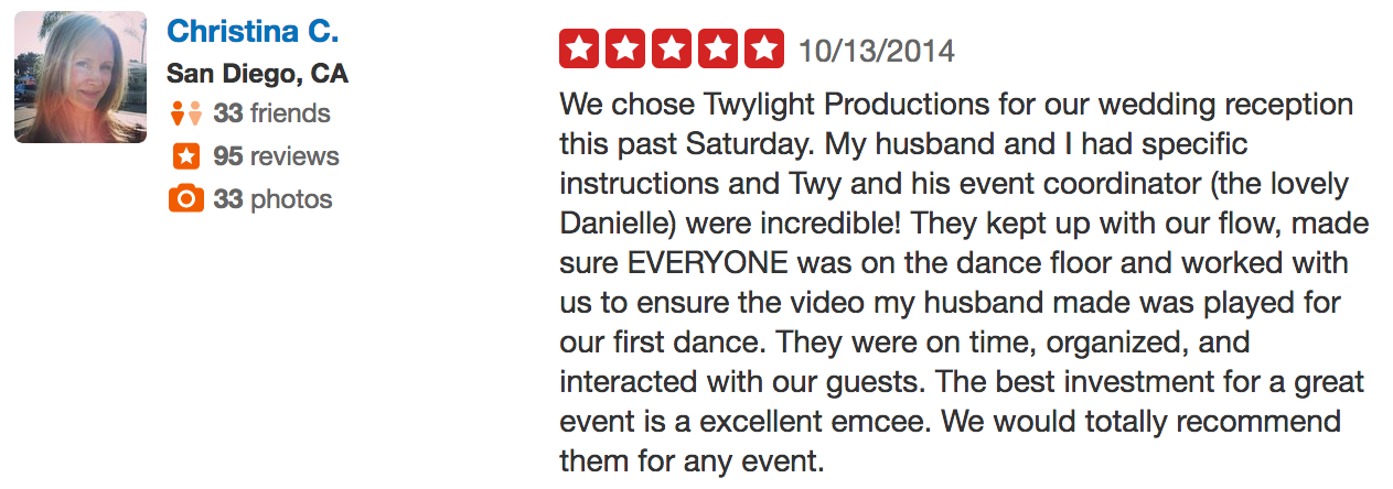 Christina review of wedding dj