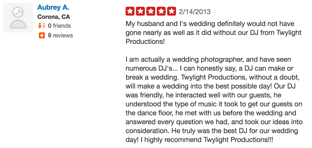 Aubrey wedding dj review